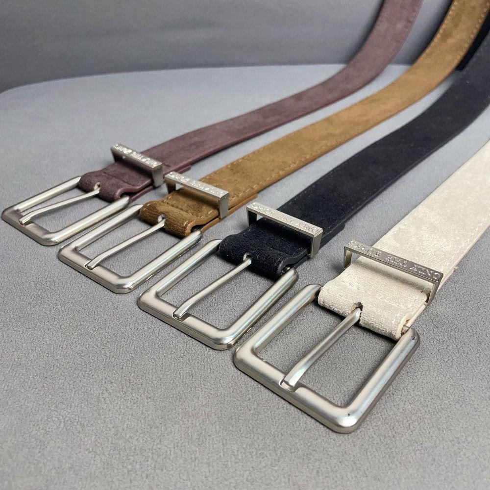 Luxury Design Suede Leather Belt Pin buckle Waistband Fashion Business Waist Belt  For Women