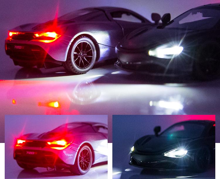 Boxed 1:32 McLaren 720S Alloy Toy Car with Pull Back, Sound, and Light Features