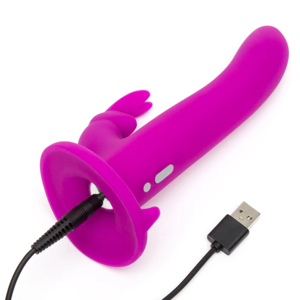 Strap-On With Penis - Happy Rabbit Vibrating Strap-On Harness Set Purple