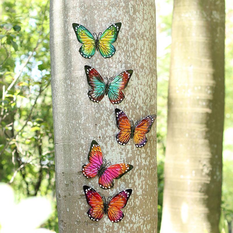 New 3D Metal Butterfly Decor For Outdoor Garden Decoration Animal Miniatures Statues Artwork Inspirational Sculpture Wall Decor