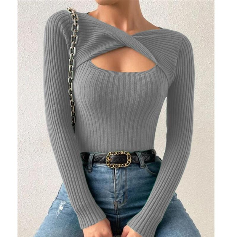 Podzim Zima Pletený svetr pro ženy Pulovry a svetry s dlouhým rukávem Dámské Základní úplety Topy