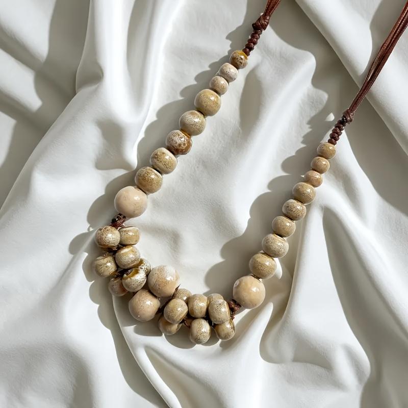2pcs Vintage Bohemian Ceramic Necklace,Women's Everyday Fashion Necklace, Unique Gift for Family, Birthdays| Ethnic Style Necklace