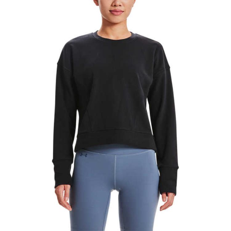 Under Armour Meridian Cold Weather Solid Color Crew Neck Sports Sweatshirt Women Sweatshirt Black 1379880-001