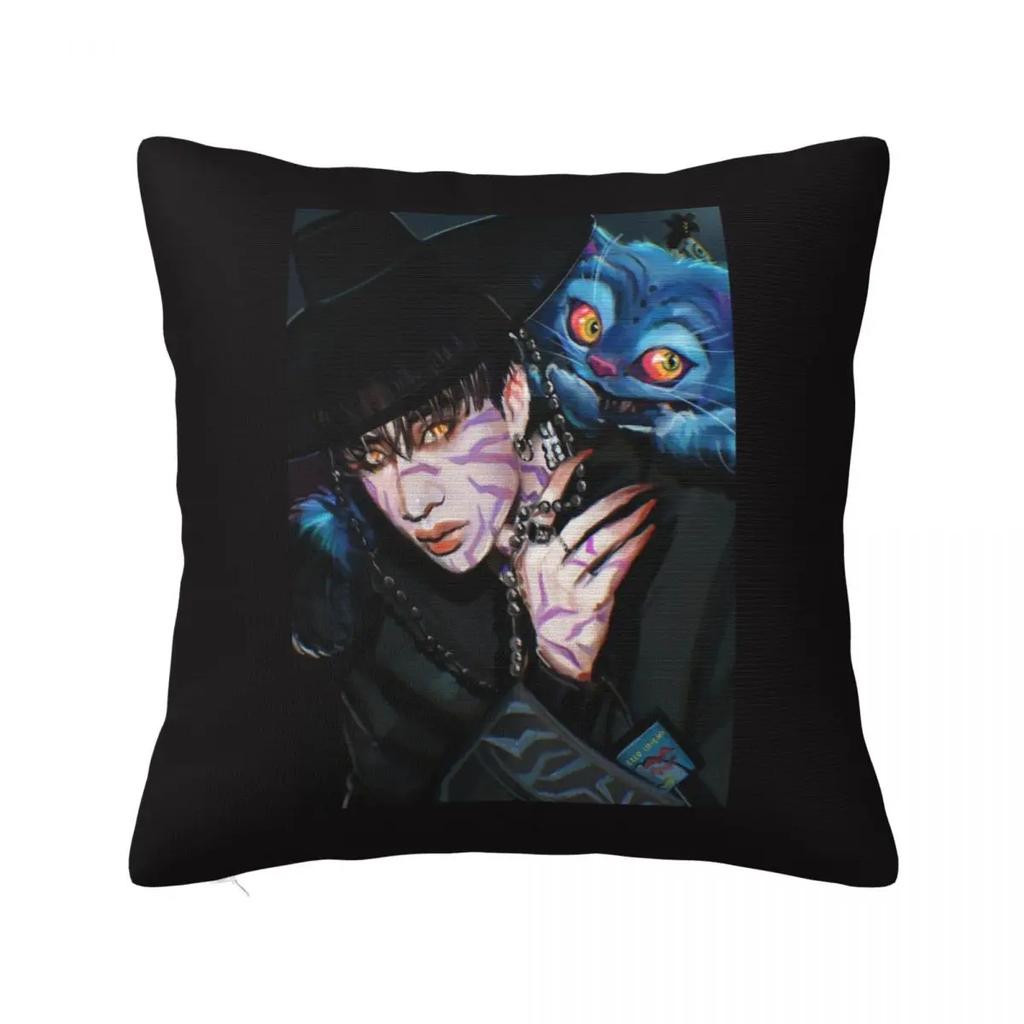 Huntrix Saja Boys KPop Demon Hunters Square Pillow Cases Cushion Cover Novelty Polyester Decorative Pillowcover for Seat 45*45cm
