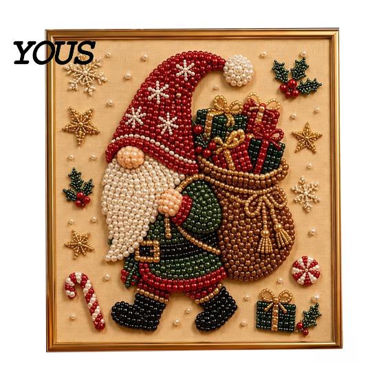 Creative Christmas Gifts for Adults Faux Pearl Art Kit, 20x20cm Xmas Painting DIY Wall Decor Making Kit Sparkling 3D Diamond Craft Adults, Festive