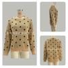 Women S Long Sleeve Pullover Knit Sweater Polka Dot Loose Fit