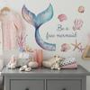 Mermaid Tail with Starfish and Shells Wall Stickers Dreamy Sea Self-Adhesive Art for Bedroom and Living Room Home Decor