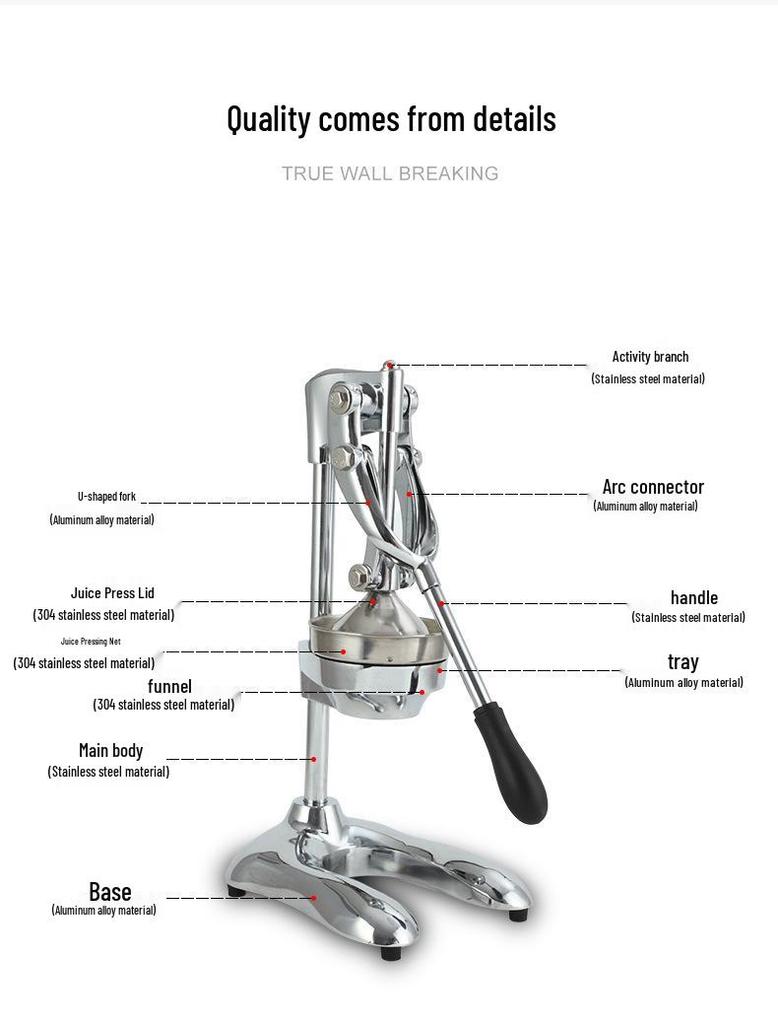 Stainless Steel 3D Orange Juice Hand Press Juicer for Street Vendors