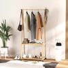 Bamboo Coat Rack with Shoe Shelf and 2 Hooks, Mobile, Natural