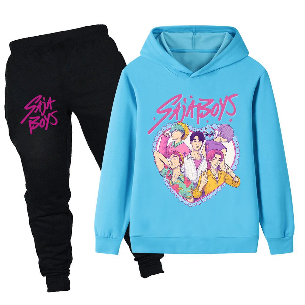 PB1212 Kids Boys Girls Kpop Mira Zoey Rumi Sajaboys Print Long Sleeves Hoodie Pants Trousers Clothes Sets