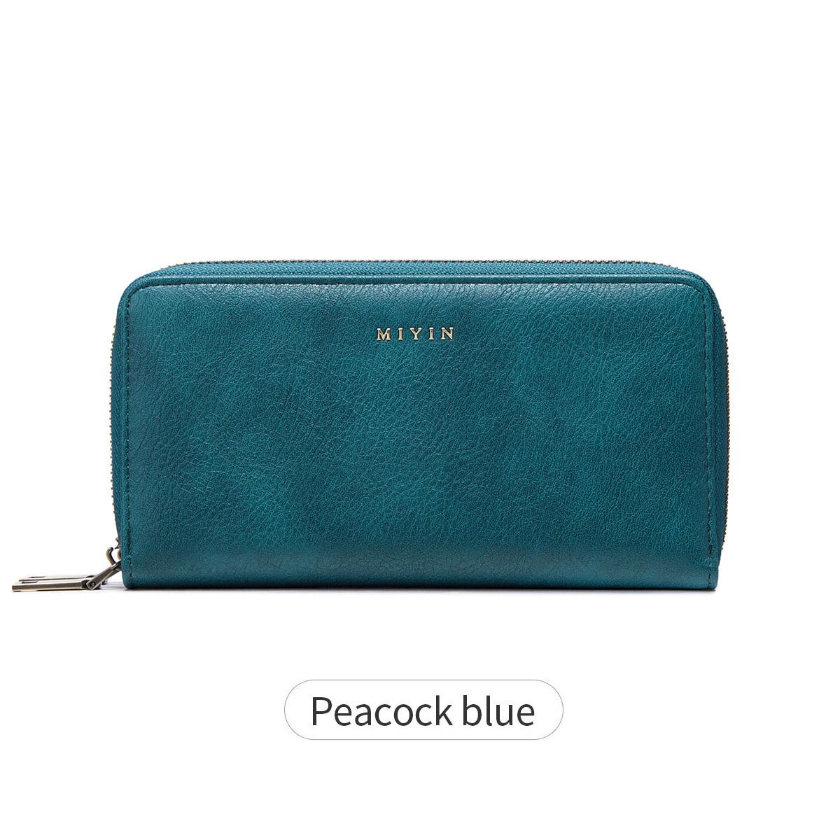 

Женский кошелек MIYIN с защитой от RFID и двойной молнией, женский клатч в стиле ретро, минималистичный, многофункциональный, с несколькими отделениями для карт, держатель для карт
