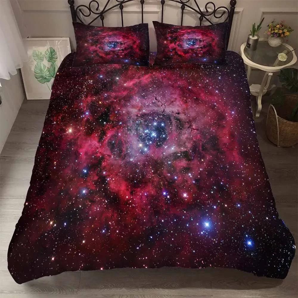 Druck Starlight Galaxy Mikrofaser Bettbezug mit Kissenbezügen Sternenhimmel Bettdeckenbezug Bettwäscheset Dropship Duver Cove Sets