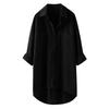 2026 Lente en Herfst Nieuw Dames Casual Stijl Effen Kleur Shirt Katoen Linnen Vest met Dubbele Zakken Lange Mouw Top