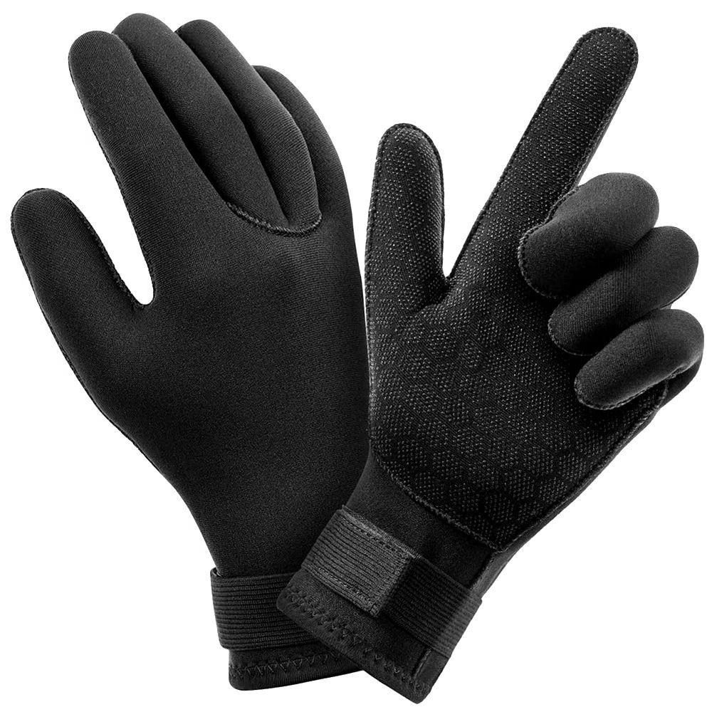 

3mm Diving Gloves Surfing Gloves Wetsuit Gloves Thermal Anti Slip Neoprene Scuba For Spearfishing Swimming Rafting Kayaking S чёрный