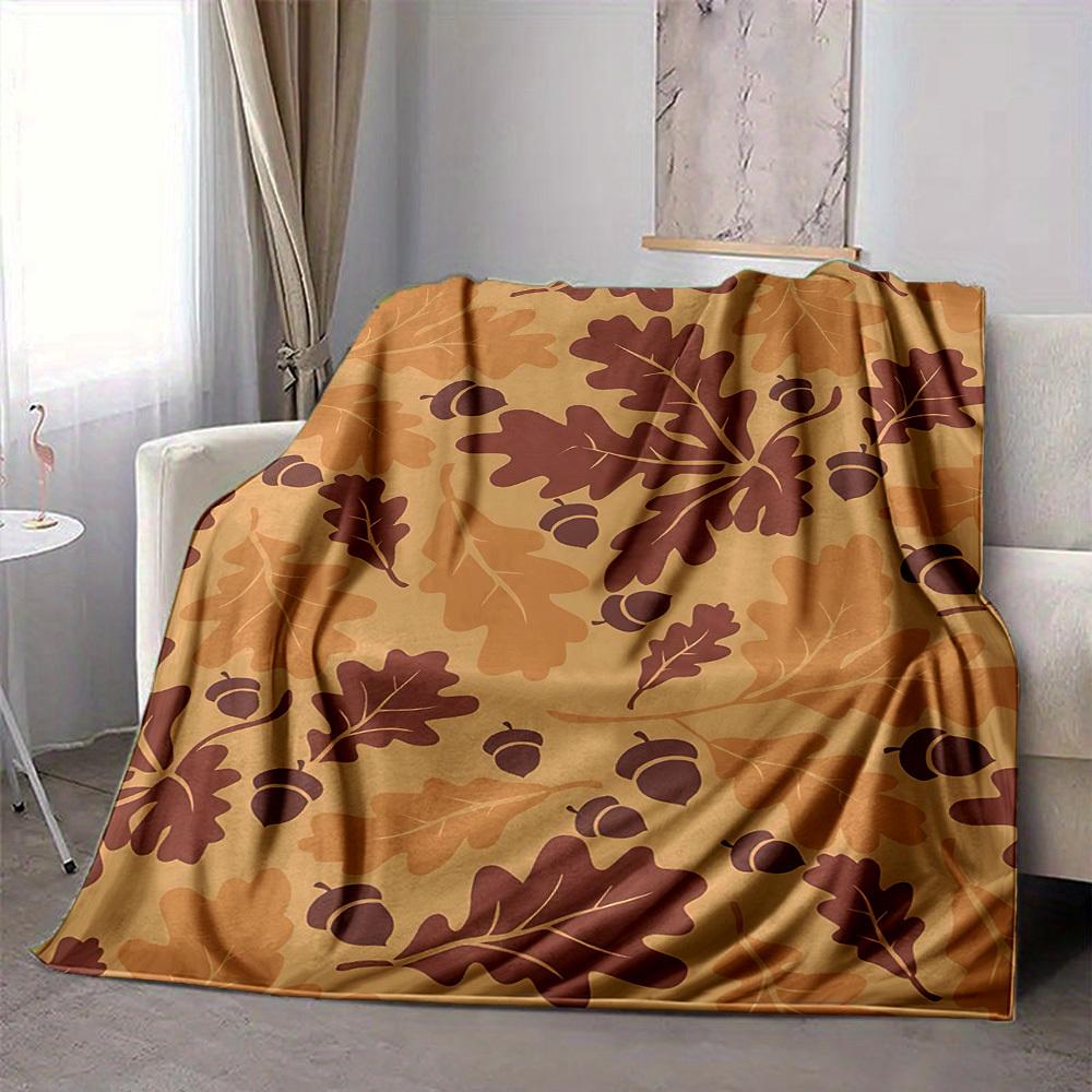 

1pc Autumn Leaves Print Blanket Lightweight Flannel Throw Blanket For Sofa, Bed, Living Room, Office, Outdoor Travel, Camping 80cmx120cm