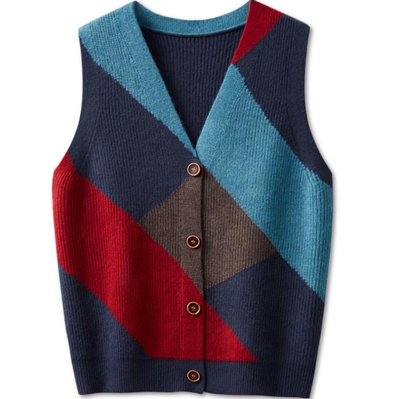 

Жіноча жилетка через плече, весна-осінь, новий трикотажний жилет із V-подібним вирізом, жіночий светр one size синій