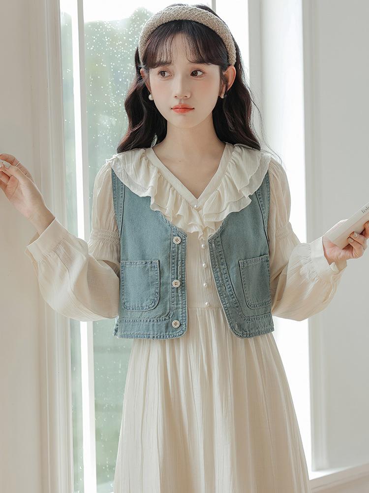 

Французское романтичное платье-сердечко - Весенне-осенний стиль, Молодящее, Скрывающее живот L