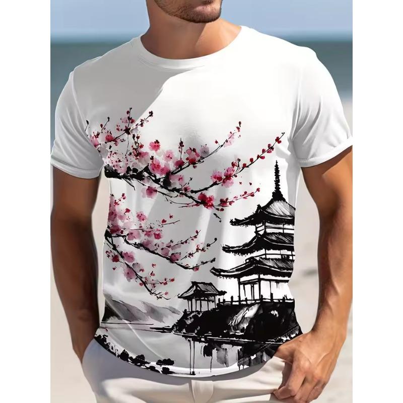 

Hawaiian Men s Crew-neck T-shirt Summer Outdoor Vacation Men s Casual Short-sleeved Top Beach Party Men s Daily Fashion T-shirt XS