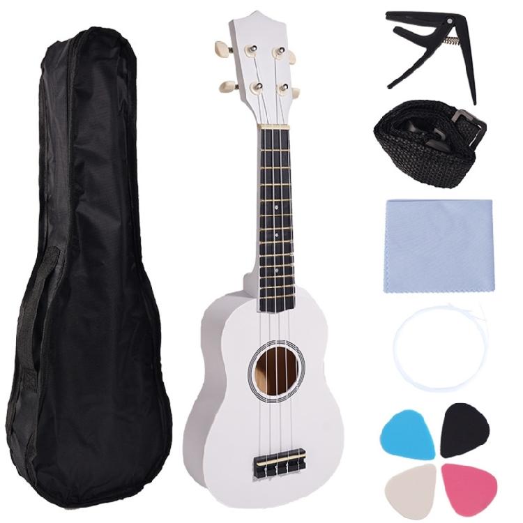 21Inch Ukulele Educational Musical Instrument Toy Acoustic Guitar Set Wood Texture for Music Classes and Home Practice