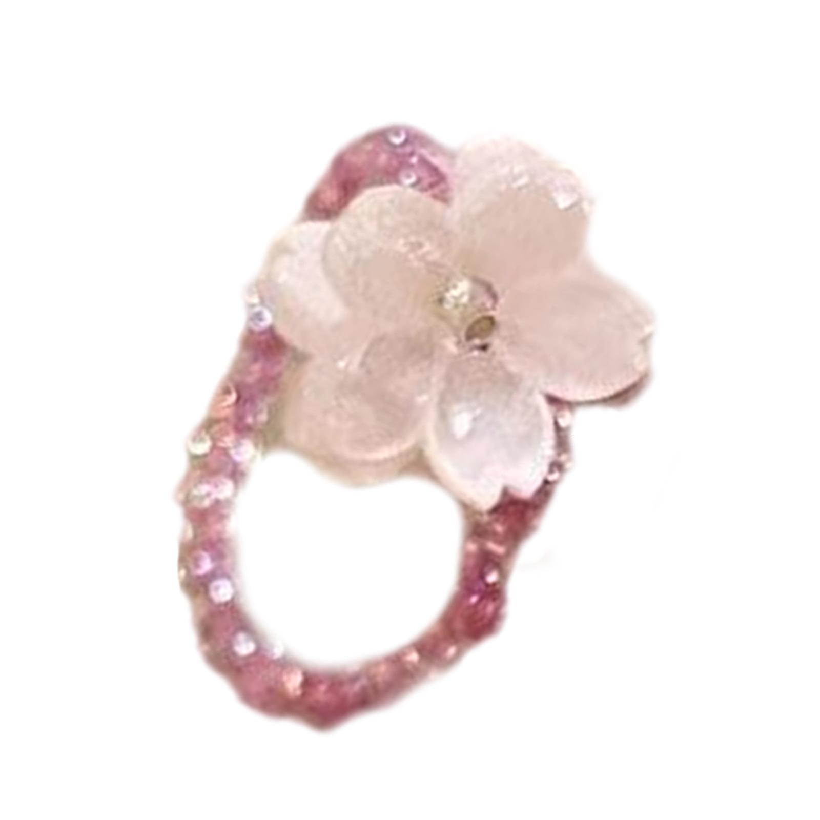 

Violets Flower Beaded Elastic Ring Foldable Acrylic Jewelry Korean Fashion Jewelry Accessory for Women Handmade Gift