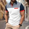 Men Color Block Striped Polo Shirt Short Sleeve Casual Button Down Top