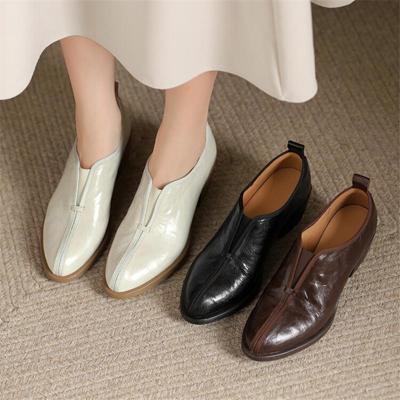 Fashion New Autumn Genuine Leather Women Shoes Fashion Round Toe Shoes for Women Chunky Heel Shoes High Heel Women Pumps Zapatos Mujer