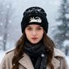 1Pcs New Autumn Winter Warm  Fashion Unisex Beanie Cartoon Cat Embroidery Knitted Hat Beanie Hat Hip Hop Hat