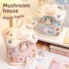 Mushroom House Piggy Bank For Kids With Diy Stickers And Durable Plastic Material