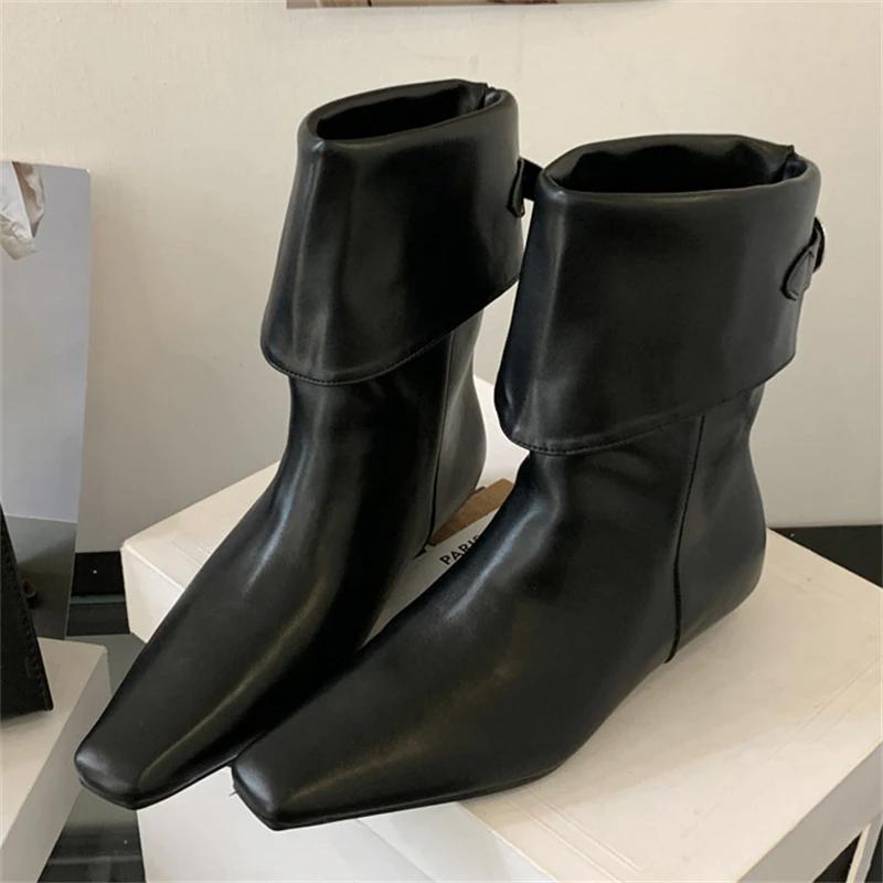 Fashion Eilyken Cosy Soft Leather Belt Buckle Women Ankle Boots Spring Autumn Short Booties Concise Square Low Heels Casual Shoes