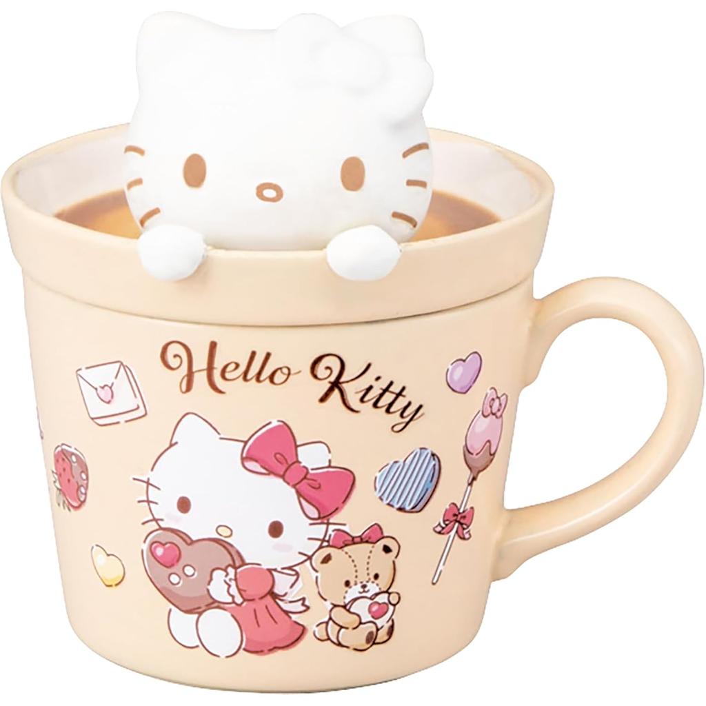 Sanrio Latte Art Hello Kitty 3D Lid Mug Approximately 230ml 1213cm Characters Tableware Goods Miscellaneous Pink SAN4551-1
