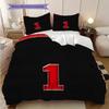 Red and Black Sports Jersey Number Bedding, Duvet Cover, Pillowcase, Home Decoration, Birthday Gift (1 * Duvet Cover+2 * Pillowcase, Coreless)