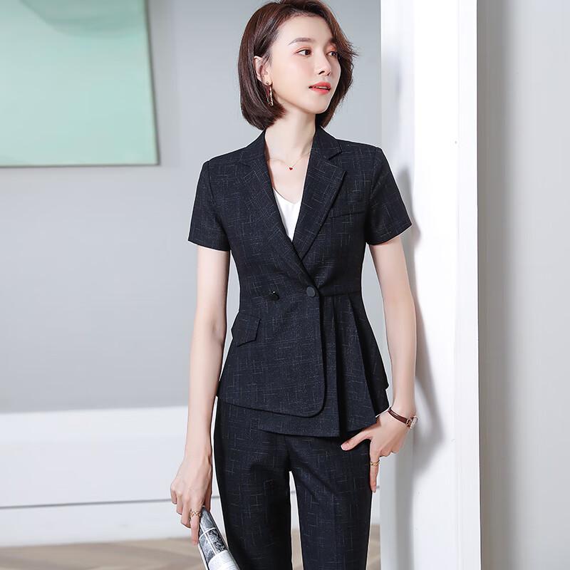 Women s Ruffled Short-Sleeve Suit Set L
