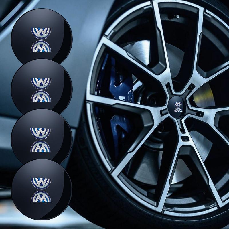 4Pcs 56mm New Car Wheel Stickers Center Hub Cap Car Emblem Badge Decal For Volkswagen GTI R-Line R Polo T5 Golf Passat Scirocco