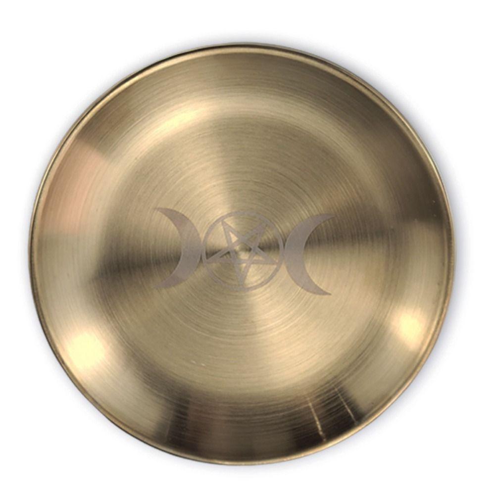 Stainless Steel Candelabra Tray Dowsing Divination Pentagram Altar Plate Candlefoot plate Prayers