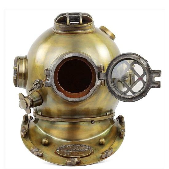 45.72 cm Brass Scuba Diving Helmet US Navy Mark V Replica Nautical Maritime Decor Marine Diver Gift Idea