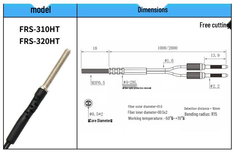 Reflective Fiber Optic Sensor and Detection Probe: FR-610HT, FRS-410HT, FRS-320HT