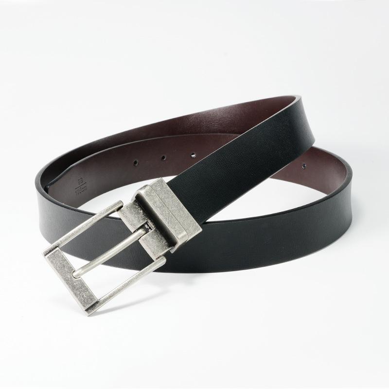Men's Belt Rotatable Pin Buckle Cowhide Belt Versatile Young and Middle Aged Trousers