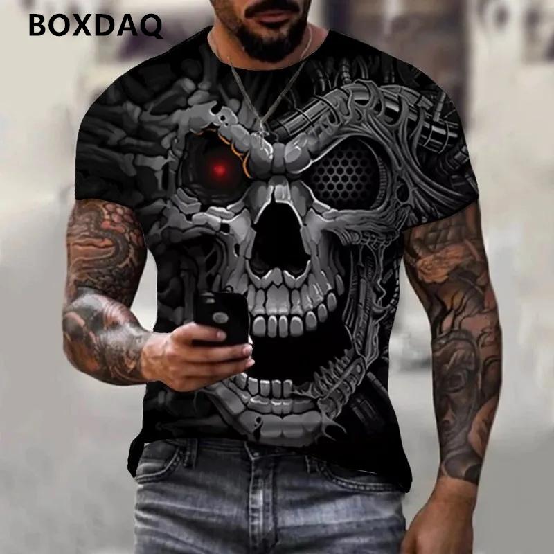Мужские футболки с 3D принтом скелета в стиле ужасов — фото 3