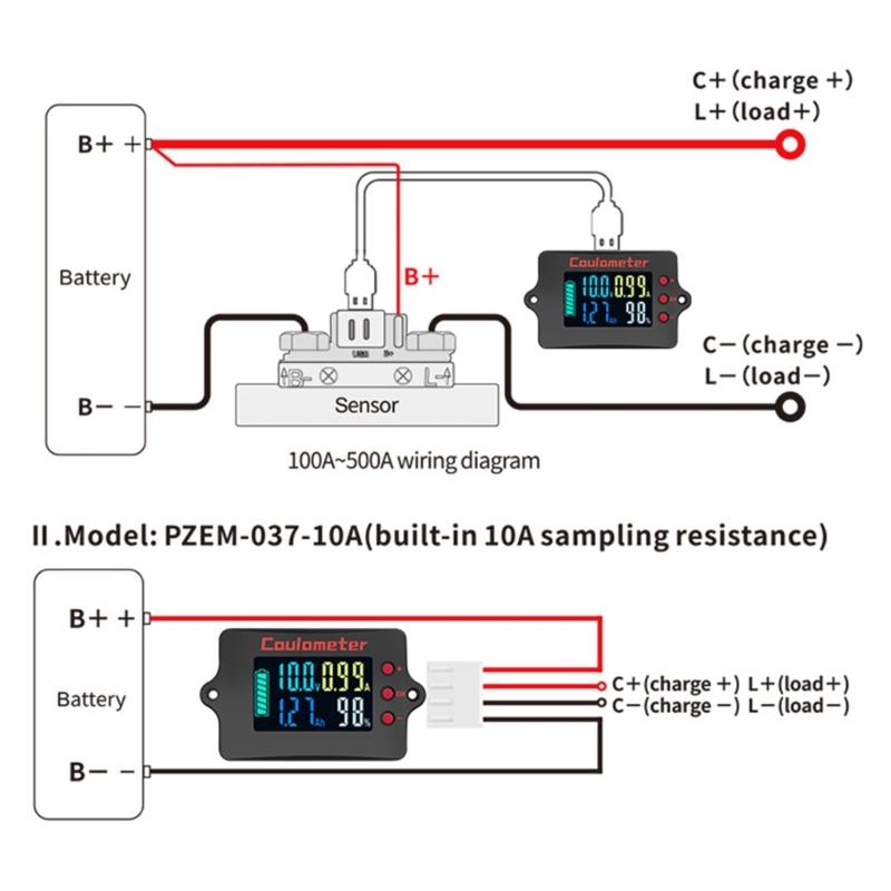 High Precised 36V 24V Battery Counter Coulombmeter with USB Power Cable for Accurate Voltage and Current Readings