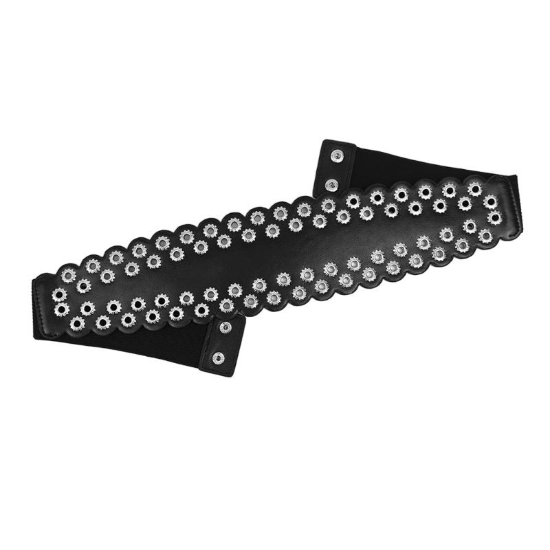 

PU Leather Waist Cincher with Large Eyelets Elastic Corset Band for Daily Outfit and Modern Styles Dress Fashion Decors 1 чорний