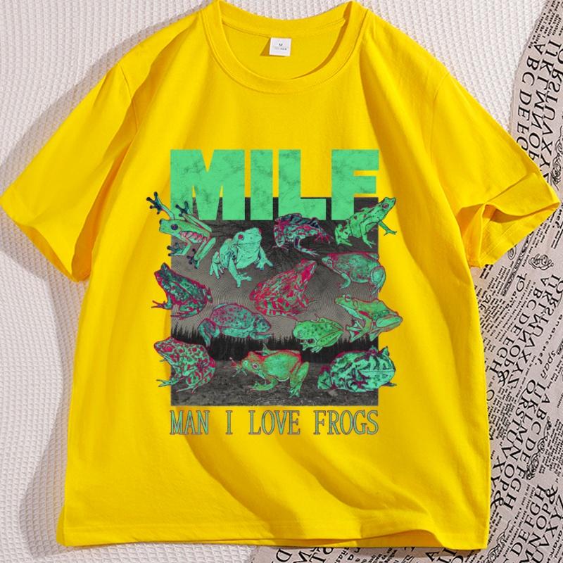 Funny Man I Love Frogs TShirts Vintage Frog Lover Tee Shirt Casual Cotton Short Sleeve Round Neck Tees Soft High Quality Tops
