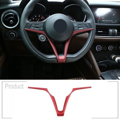 ABS Red Steering Wheel Cover Trim For Alfa Romeo Giulia Stelvio 2017-19