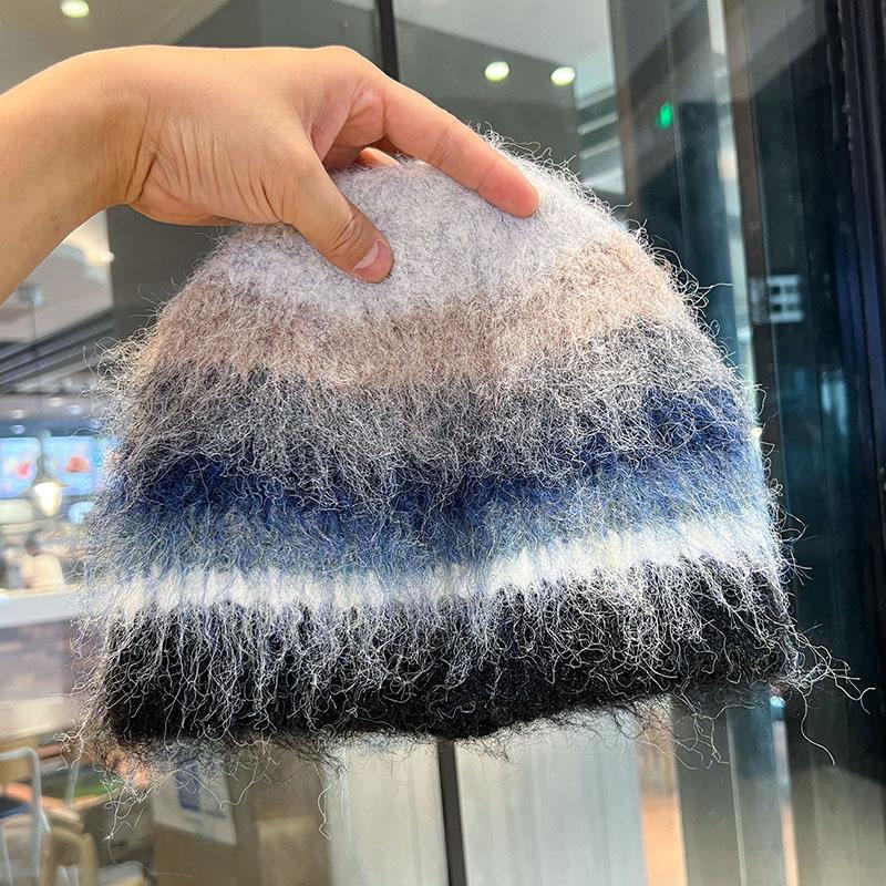 

New Dopamine Color Plush Hat for Women in Autumn and Winter Thickened Warm Fisherman Hat Ear Protection Knitted Woolen Hat One size