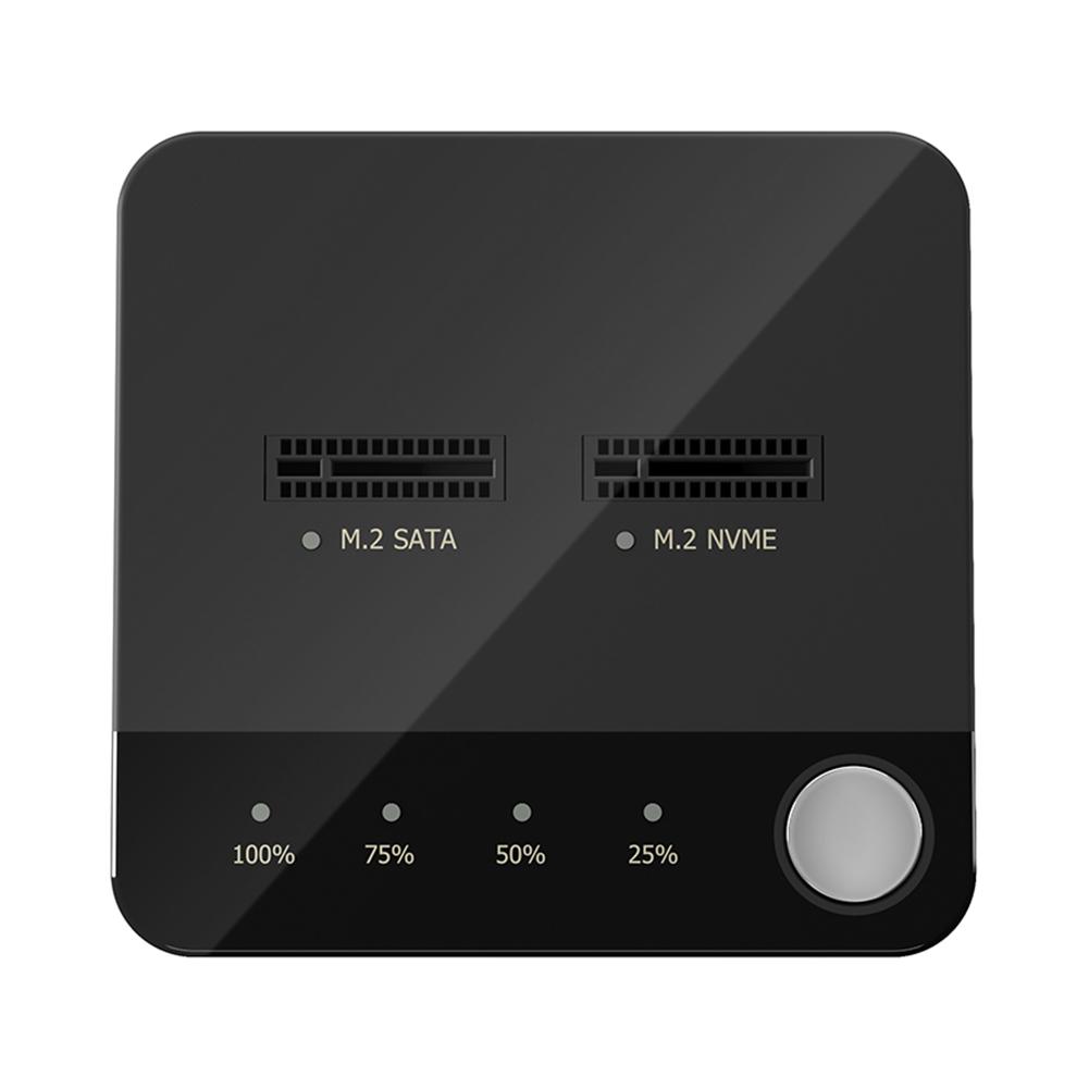

Док-станция для жесткого диска M.2 SATA/NVMe с двумя отсеками Клон Duplicaotr Автономный клон M.2 Cloner Передача данных со светодиодным индикатором чёрный