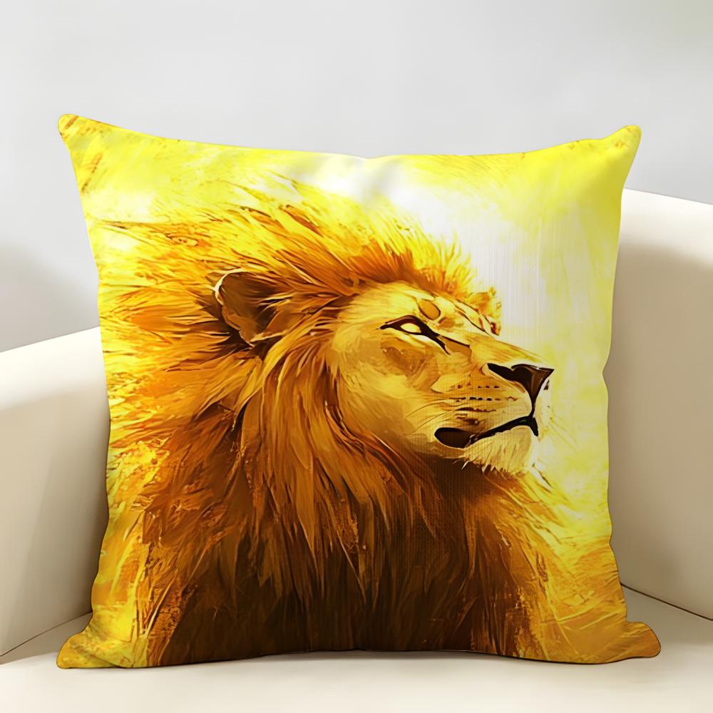 Cool Anime Lion Cushion Cover Durable Hypoallergenic Organic Linen Short Pillow Cover Washable