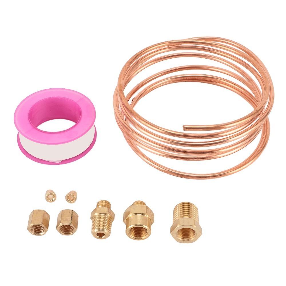 9Pcs Durable Metal Material Oil Pressure Gauge Tubing Instrument Pipeline Installation