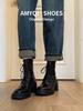 [Fanfna] 2025 new temperament lace-up platform Martin boots for women, retro rear zipper locomotive short boots for women