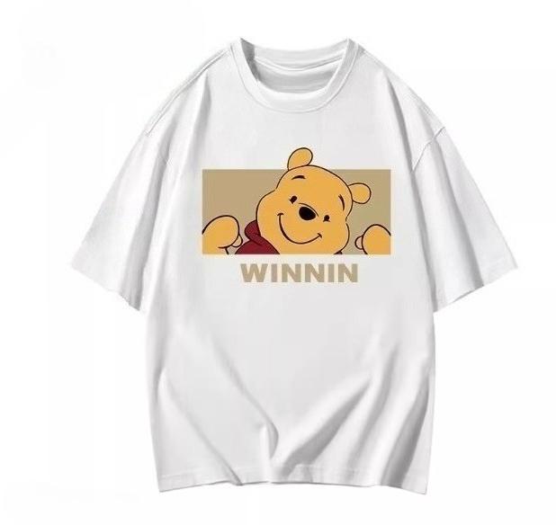 

MINISO Winnie The Pooh Print T-Shirts Loose Casual Short Sleeve Round Neck Tees Women Men Couple Versatile Hot-selling Top S