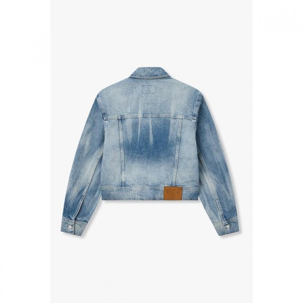 Emporio Armani Women White Leather Patch Trucker Denim Jacket A526110509