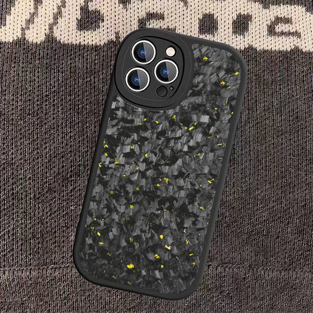 Forged Carbon Fundas Leather Phone Case For IPhone 16 16e 15 14 13 12 11 Pro Max Plus Mini Cover